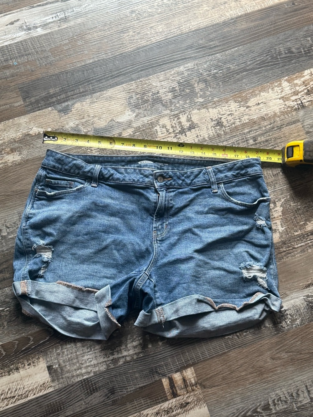 Old Navy Distressed Rolled Cuff Denim Shorts - Blue